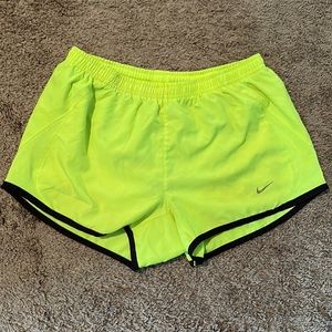 Neon yellow Nike running shorts sz S